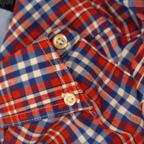 Chaps Shirt Mens 3XL Red White Blue Plaid Pocket Crest Easy Care Button Front - Picture 7 of 7